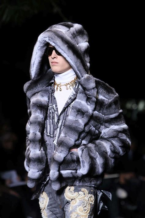 versace jeans fur coat|Versace fur coat.